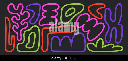 Neon Abstract Doodle Shapes Stock Vector