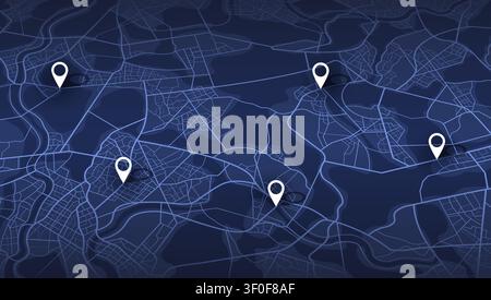Urban street network with clean navigation markers. Vector illustration. Stock Vector