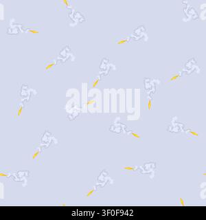 pattern propulsion rocket smoke trail cartoon. fire speed, exhaust plume, trajectory boost propulsion rocket smoke trail sign. seamless vector illustr Stock Vector