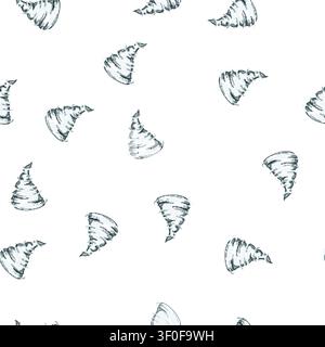 pattern funnel tornado cartoon. disaster destruction, cloud thunderstorm, clouds wind funnel tornado sign vector Stock Vector