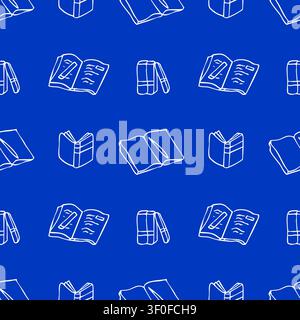 Seamless book doodle pattern with notebooks textbooks Stock Vector