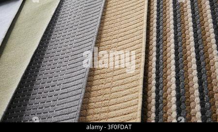 Close-up many different carpet samples Stock Photo