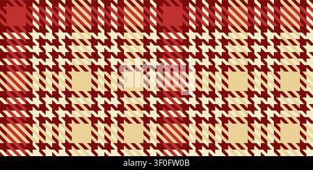 Festive red and cream Christmas houndstooth tartan checkered plaid pattern Stock Vector