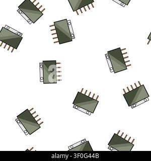 pattern steel microchip cartoon. spout handle, barista latte, jug steaming steel microchip sign vector Stock Vector
