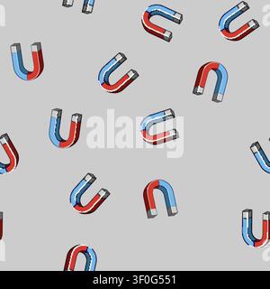 seamless pattern attract magnet cartoon. lead customer, people hand, business power attract magnet sign vector Stock Vector