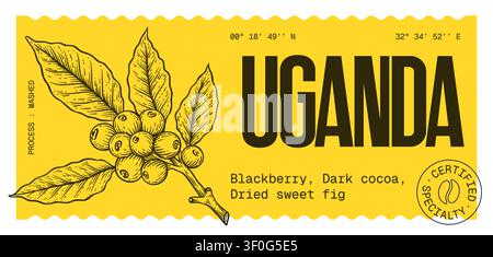 Coffee bean branch. Label, tag Stock Vector