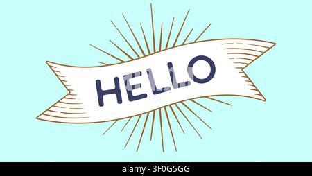 Hello. Banner ribbon. Vintage engraved Stock Vector