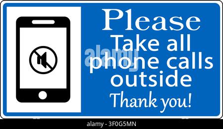 Please silence your mobile phone, thank you. Information sign with smartphone icon and text on the side. Stock Vector