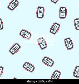 pattern battery travel alarm clock cartoon. loud snooze, timer display, led quartz battery travel alarm clock sign. seamless vector illustration Stock Vector