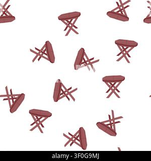 pattern furniture folding table cartoon. equipment comfor, metal empty furniture folding table sign. seamless symbol vector illustration Stock Vector
