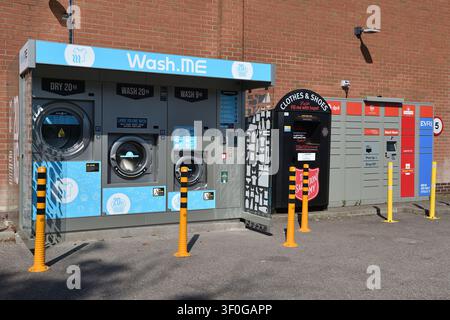 Wash Me Outdoor Laundry Washing Machines , UK Stock Photo