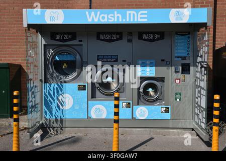 Wash Me Outdoor Laundry Washing Machines , UK Stock Photo
