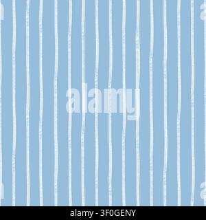 Blue watercolor vertical stripe seamless pattern, minimalist background. Thin lines on a blue background. Great for stationery, packaging, branding Stock Photo