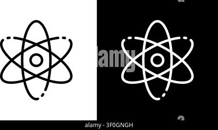 Atom Structure Line Icon Set. Science, Physics, And Chemistry Symbol Collection. Atomic Model Representation. Editable Stroke. Isolated Vector Stock Vector