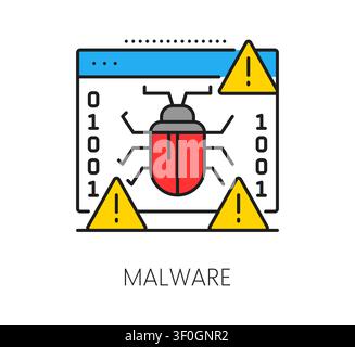 Software malware program code line icon or sign. Program code technology linear icon, application programing symbol. Computer system engineering sign Stock Vector