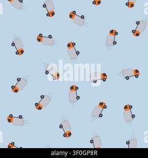 pattern distribution delivery truck cartoon. parcel fleet, ing dispatch, route driver distribution delivery truck sign. seamless vector illustration Stock Vector
