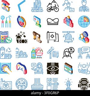 Collection of conceptual pictograms and graphics showing a wide range of topics and elements from business, technology, leisure, and daily life activi Stock Vector