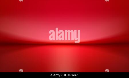 3d studio limbo background with gradient red walls, scarlet floor, glowing light and blurred shadow, realistic vector background. Elegant empty room, abstract clean space for product display Stock Vector