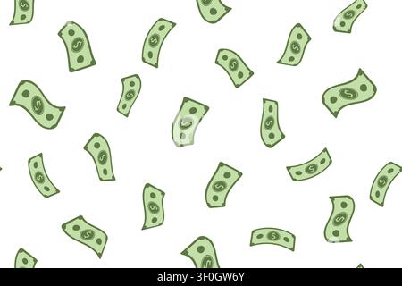 Seamless pattern with falling dollar bills Stock Vector