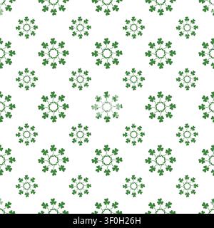 Green Clover Pattern on White Background for Nature and St. Patrick's Day Stock Vector