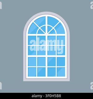 Closed Arched Window Flat Icon on Gray Background Vector Illustration Stock Vector