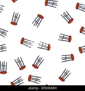 pattern decor bar stool cartoon. kitchen counter, swivel adjustable, modern rustic decor bar stool sign. seamless symbol vector illustration Stock Vector