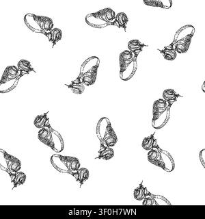 seamless pattern brass steampunk device hand drawn. gears clockwork, anachronism cogwheel, steam invention brass steampunk device black sketch illustr Stock Vector