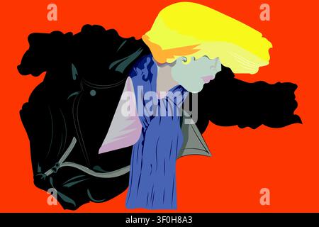 Retro pop art poster illustration in 1980s and 1990s style, vintage advertisement aesthetic, hand-traced vector for stickers and decorative prints Stock Vector