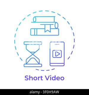 Short video blue gradient concept icon Stock Vector