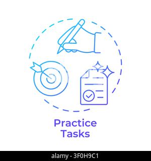 Practice tasks blue gradient concept icon Stock Vector