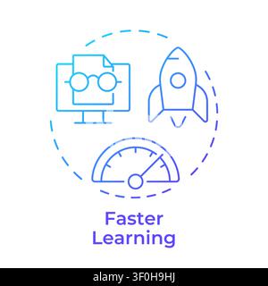 Faster learning blue gradient concept icon Stock Vector
