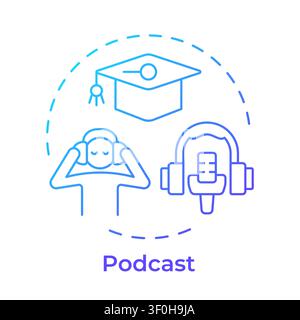 Podcast blue gradient concept icon Stock Vector