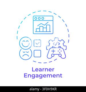 Learner engagement blue gradient concept icon Stock Vector