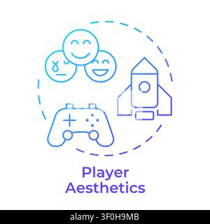 Player aesthetics blue gradient concept icon Stock Vector