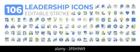 Leadership colorful icons big set Stock Vector