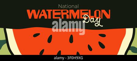 National Watermelon Day banner hand drawn vector for holiday advertisement Stock Vector