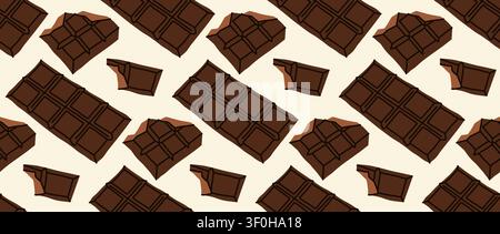 Chocolate bar seamless pattern vector illustration for sweet packaging design and textile fabric print Stock Vector