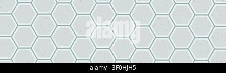 Light hexagon ceramic tiles for kitchen backsplash, bathroom wall, toilet floor, sidewalk, pool surface. Hexagonal marble granite background. Hex tile Stock Vector