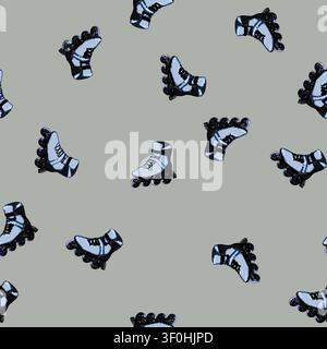 seamless pattern fitness inline skates cartoon. pair leg, skating logo, perseverance woman fitness inline skates sign vector Stock Vector