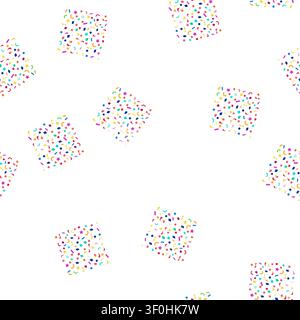 pattern Abstract festive background featuring a dynamic scattering of colorful geometric shapes including stars, circles, squares, hexagons, and ribbo Stock Vector