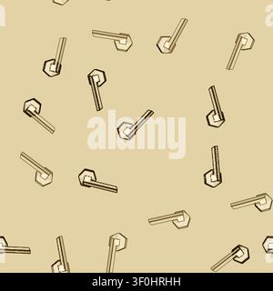 seamless pattern Gold colored lever door handle providing access and security, symbolizing home improvement, interior design, and residential entry so Stock Vector