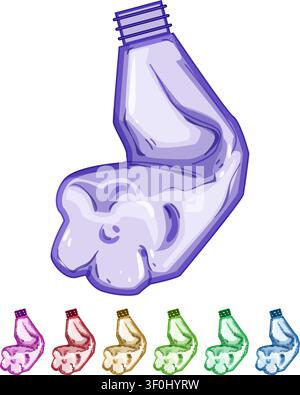 pet crumpled plastic bottle cartoon. trash garbage, blue line, waste crush pet crumpled plastic bottle sign colorful illustration Stock Vector