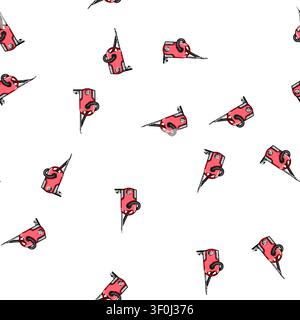 pattern vacum electric broom cartoon. suction bucket, power dustpan, brush stick vacum electric broom sign vector Stock Vector