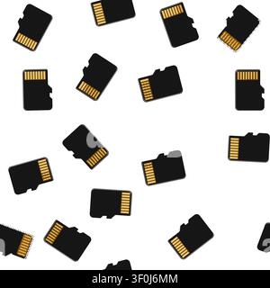 pattern micro memory card cartoon. black sim, pictogram web micro memory card sign vector Stock Vector
