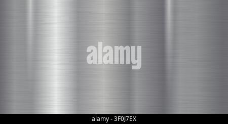 Metalic hairline stainless texture background. Abstract gradient bright and shiny light reflection brushed steel metal texture. Illustration for backg Stock Vector