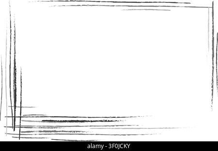Black corner frame of black charcoal lines. Minimalist background. Geometric design element Stock Vector