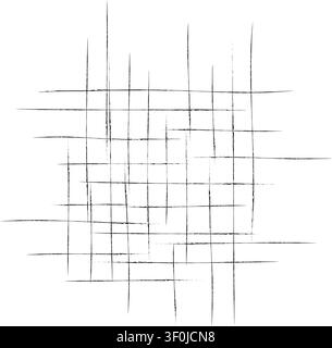 Thin pencil lines. Intersecting lines background Geometric black criss cross element Grunge textured Stock Vector