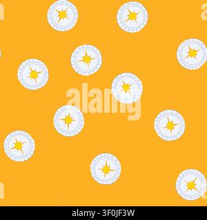 pattern east nautical compass cartoon. west south, navigation sea, travel explore east nautical compass sign. seamless vector illustration Stock Vector