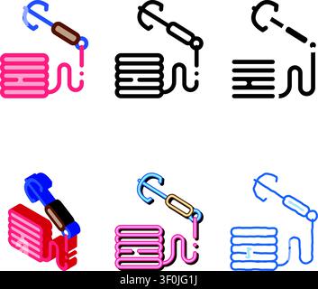 Fish Tackle Hooks Icon Vector. styleset Outline Fish Tackle Hooks Sign. Isolated Contour Symbol Stock Vector