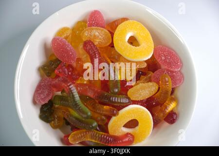 Close-up of colorful gummy candies and jelly sweets Stock Photo